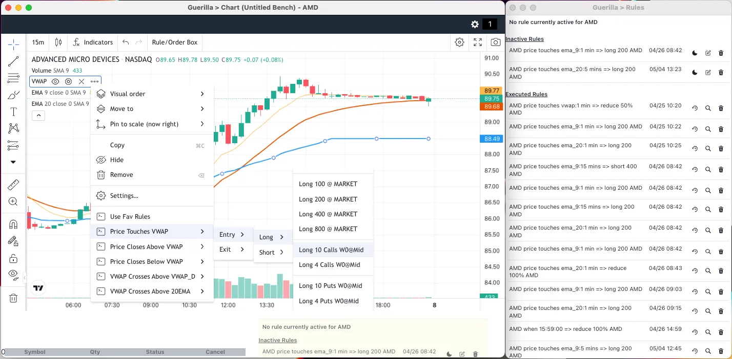 Screenshot of Guerrilla Trading Platform
